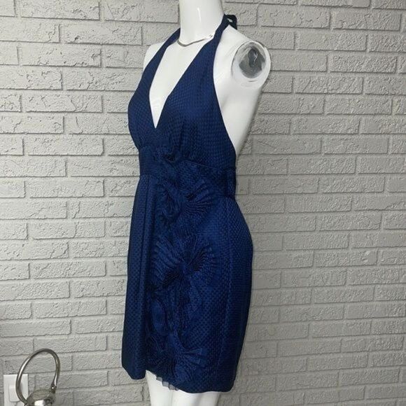 BCBG MaxAzria Floral Silk Tulle Halter Dress Size 8 - Picture 2 of 11